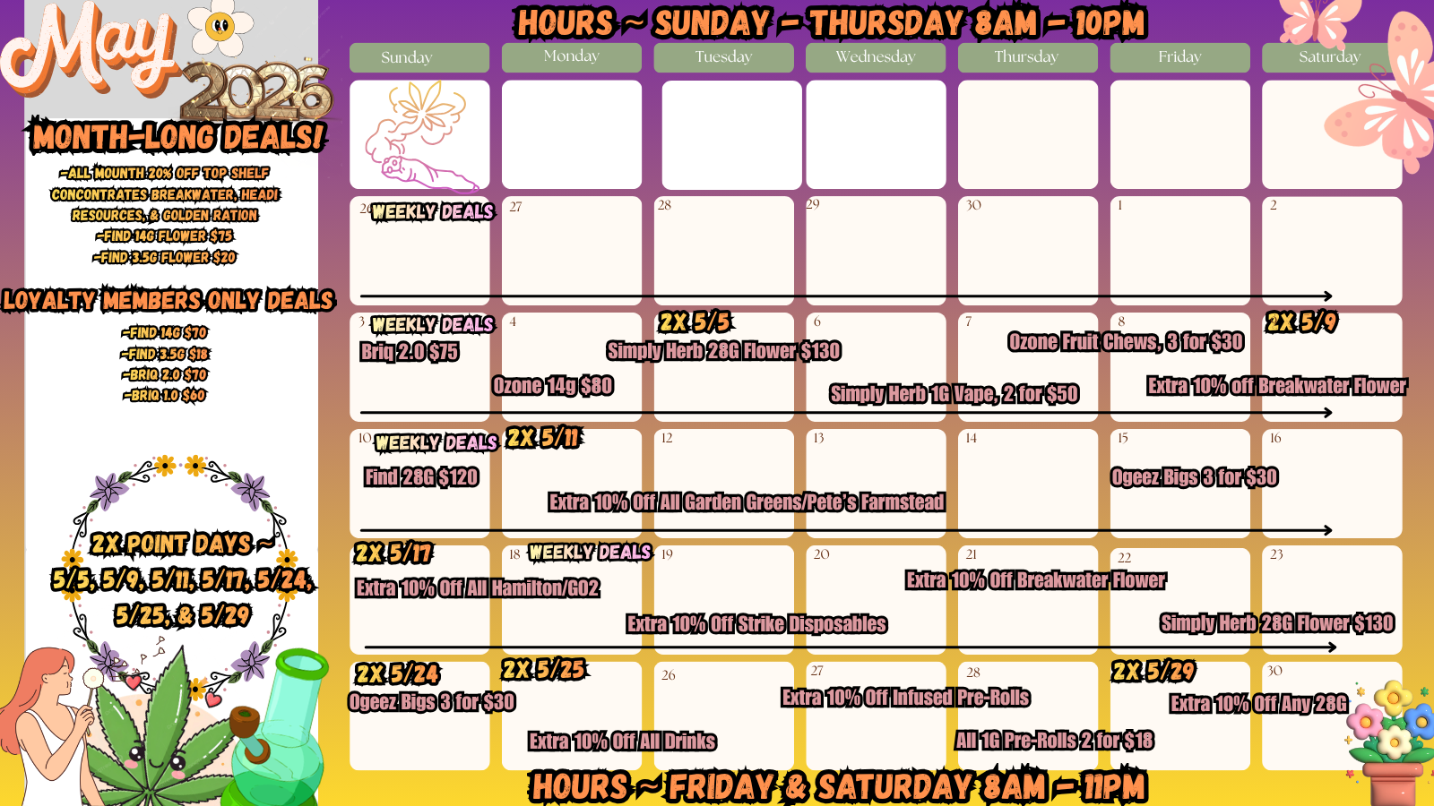 May 2026 Calendar of Deals and Events